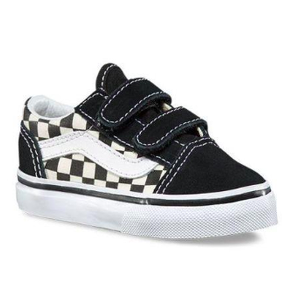 Vans - Toddler Old Skool V Primary Check Black/White Skate Shoes