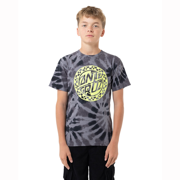 Santa Cruz - Malba Crash Dot Mono Black Tie Dye Youth T-Shirt