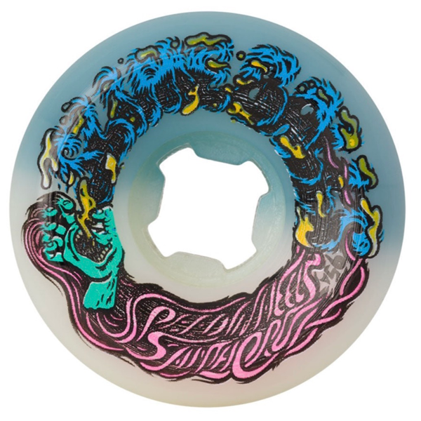 Santa Cruz - Hairballs 50-50 White Teal 54mm 95a Slime Balls Skate Wheels