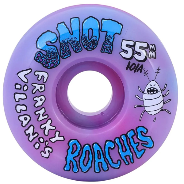 SNOT WHEEL - Franky Villani Roaches Pink/Purple Swirl 55mm 101a Conical Skate Wheels