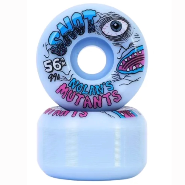 SNOT WHEEL - Nolan's Mutants Ice Blue 56mm 99a Conical Skate Wheels