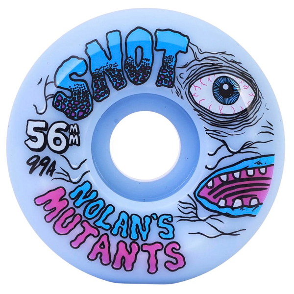 SNOT WHEEL - Nolan's Mutants Ice Blue 56mm 99a Conical Skate Wheels