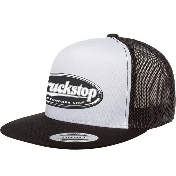 Truckstop Sk8 - Trucker Cap Flat Peak Black & White