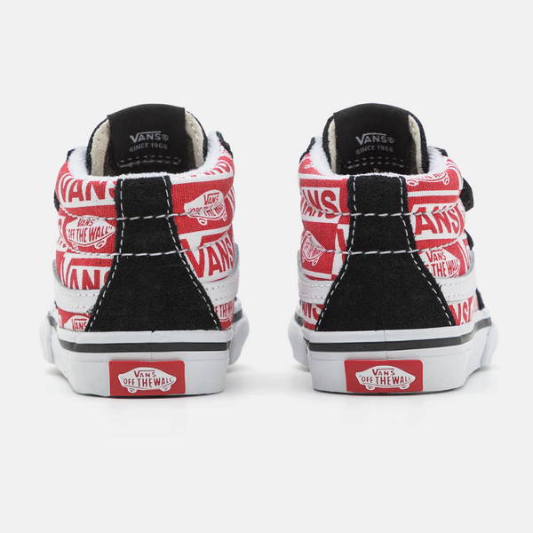 Vans - Toddlers Sk8 Mid V Logo Black Racing Red Shoes