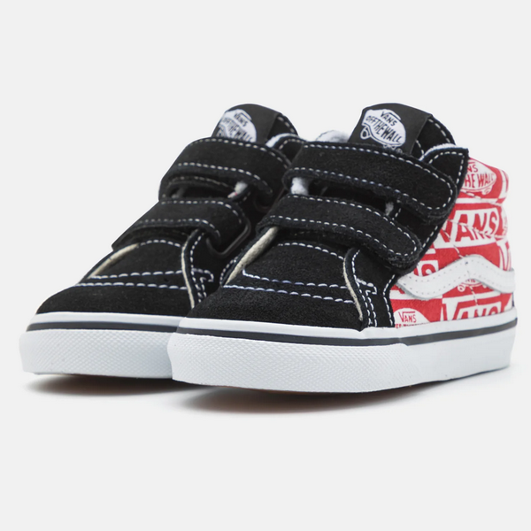 Vans - Toddlers Sk8 Mid V Logo Black Racing Red Shoes