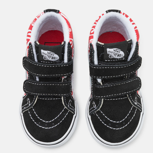 Vans - Toddlers Sk8 Mid V Logo Black Racing Red Shoes