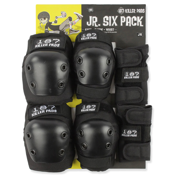 187 Killer Pads - Jr Black 3 Pack Kids Protective Gear Skate Pads