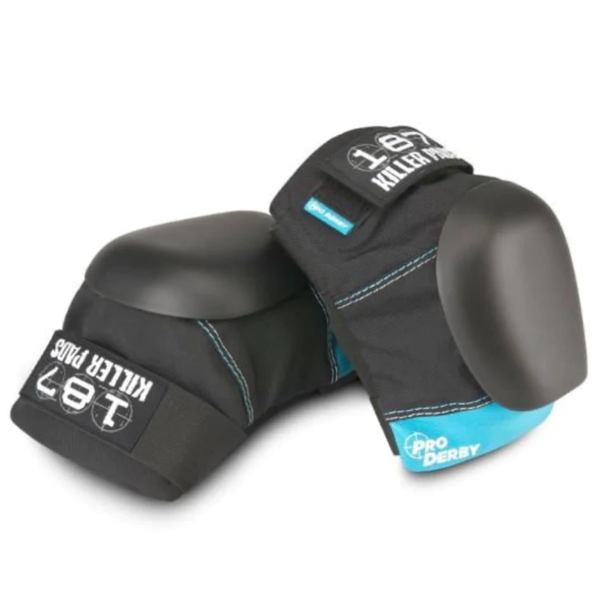187 Killer Pads - Pro Derby Knee Black/Blue (AVAILABLE ONLINE ONLY) Skate Pads