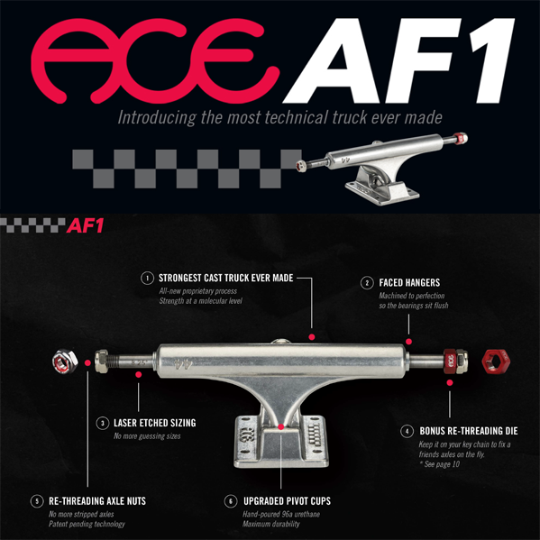 Ace - AF1 Silver Raw Polished Skateboard Trucks
