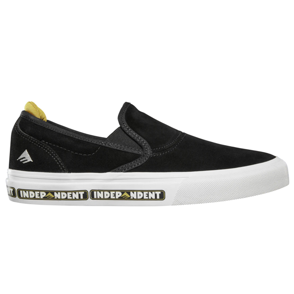 Emerica - Youth Wino G6 X Independent Collab Slip-On Black/White/Gold Kids Skate Shoes