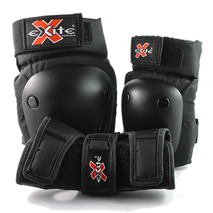 Exite Critters Pads - Jr Premium 3 Pack Black Kids Protective Gear Skate Pads