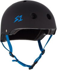 S-One - S1 Lifer Series Black Matte/Cyan Strap Skate Helmet
