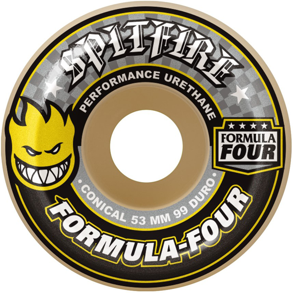 Spitfire - Formula Four Conical 99A Yellow Print Skate Wheels