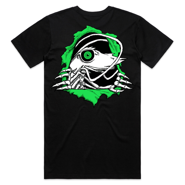 Truckstop Sk8 - Green Prawn Ripper Tee (T-Shirt) Black