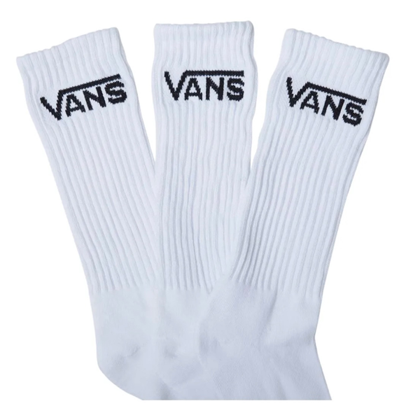 Vans - Classic Crew 3 Pack White Skate Socks