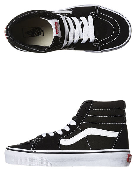 Vans - Kids Sk8 Hi Black/True White Skate Shoes